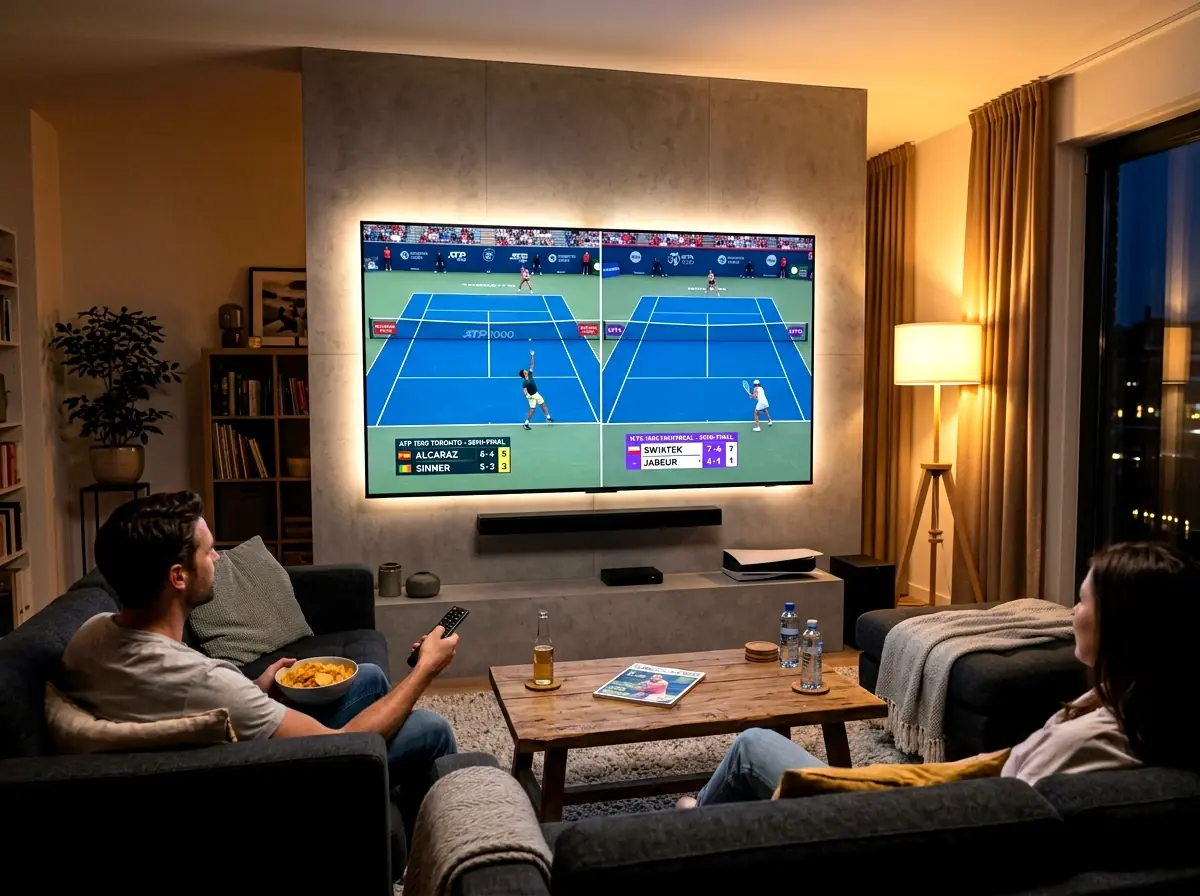 Comparación visual de partidos ATP y WTA en pantalla dividida